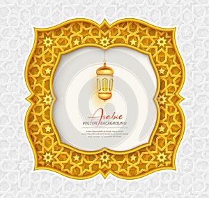 Arabic Vector Golden Ornamental Frame Background