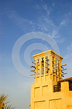 Arabic wind tower during sunset