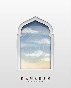 Arabic window design. Ramadan Kareem greeting card