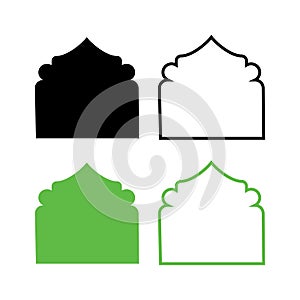 Arabic window icon set on white background for graphic and web design. Islamic religious design elements. Arabic ornaments