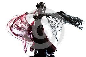 Arabic woman belly dancer dancing silhouette