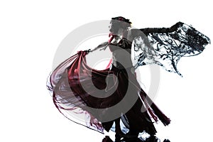 Arabic woman belly dancer dancing silhouette