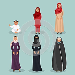 Arabic women generations from child to elderly person