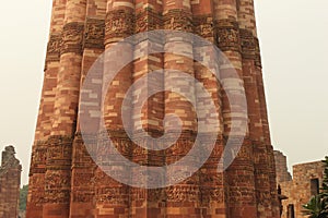 Arabic words carved into the Qutub Minar,