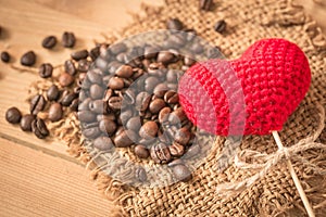 Arabica coffee bean with love heart