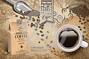Arabica coffee beans ads photo
