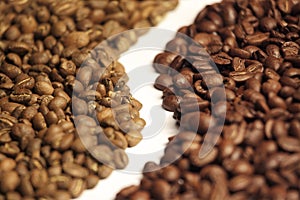 Arabica and robusta coffee beans