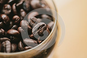 arabica rosted coffee bean decoration cafe background photography with space for text photo