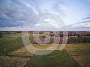 Arable fields seen from above, agriculture