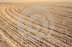 Arable land at harvest time in farmland