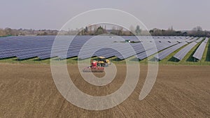 Arable and Solar Farming Comparison Aerial View