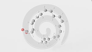 arachidonic acid molecule 3d, molecular structure, ball and stick model, structural chemical formula polyunsaturated omega-6 fatty