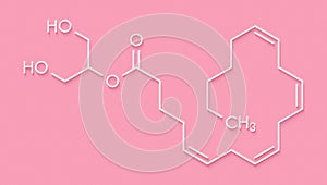 2-Arachidonoylglycerol 2-AG endocannabinoid neurotransmitter molecule. Skeletal formula. photo