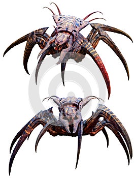 Arachnid horror creature 3D illustration