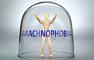 Arachnophobia can separate a person from the world and lock in an isolation that limits - pictured as a human figure locked inside