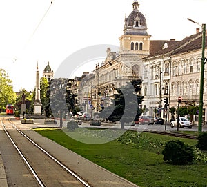 Tram rails on Revolution Boulevard - Arad county - Romania