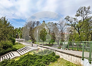 Arad city Romania -Culture Palace - view from the pedestrian bridge