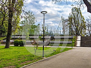 Arad city Romania -Mihai Eminescu Park and the Mures river bank