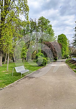 Arad city Romania -Mihai Eminescu Park and the Mures river bank photo