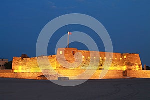 Arad fort in Manama Bahrain at night