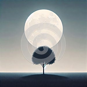 Arafed Tree under Full Moon Generative for AI