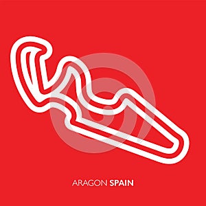 Aragon circuit, spain. Motorsport race track vector map