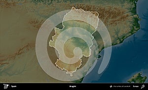 Aragon highlighted, Spain. Physical
