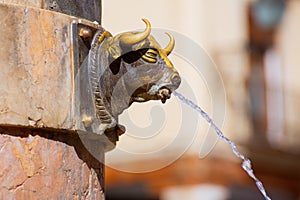 Aragon Teruel El Torico fountain in Plaza Carlos Castel Spain