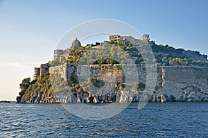 The Aragonese castle in the setting sun