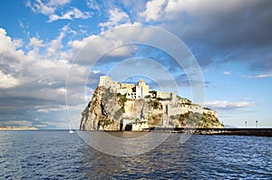 Aragonese castle in sunset light, Ischia island - Italy