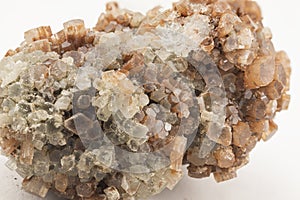 aragonite crystals on white background