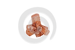 aragonite mineral stone macro on white background