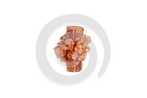 aragonite mineral stone macro on white background