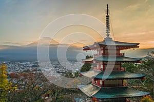 Arakurayama Sengen Park located in Fujiyoshida city, japan photo