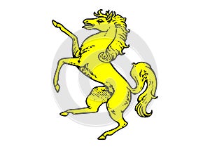 Araldic logo representing a horse rampant