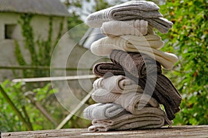 Aran knit heavy wool socks