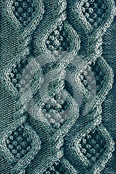 aran patterns close up in turquoise color