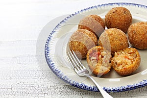 Arancini di riso, italian risotto rice balls