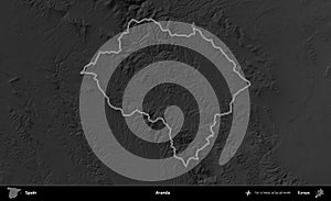 Aranda outlined, Spain. Grayscale