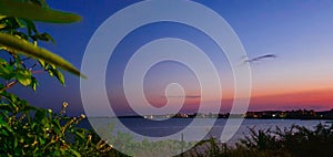 Arange sunset and sea