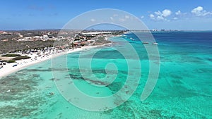 Arashi Beach At Oranjestad In Caribbean Netherlands Aruba.