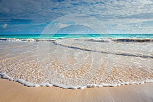 Arashi secluded beach on Aruba island, Caribbean sea photo