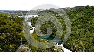 Aratiatia Dam on the Waikato River, New Zealand. Time Lapse of water flowing