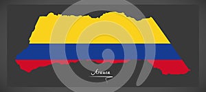 Arauca map of Colombia with Colombian national flag illustration photo