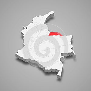 Arauca region location within Colombia 3d map photo