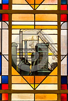 Arbed foundry Symbol stained Glass window photo