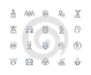 Arbiter line icons collection. Judge, Mediator, Referee, Decision-maker, Impartial, Fair, Unbiased vector and linear