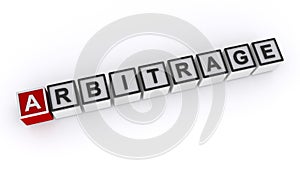 Arbitrage word block on white