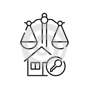 Arbitration court line black icon. Business property concept. Real estate law element. Sign for web page, mobile app