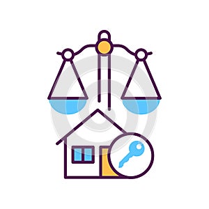 Arbitration court line color icon. Business property concept. Real estate law element.